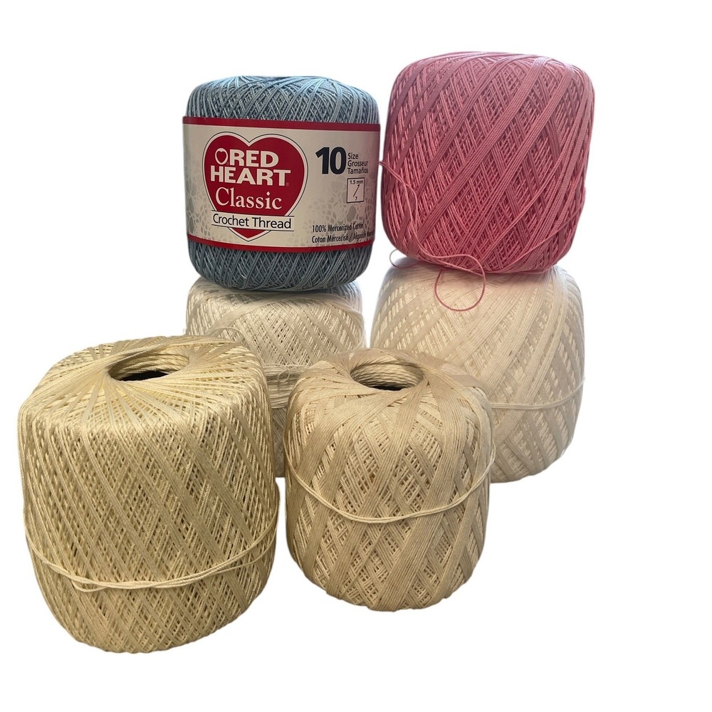 Red Heart Crochet Thread Assorted Size Lot Multicolor Balls‎ Cotton Bundle